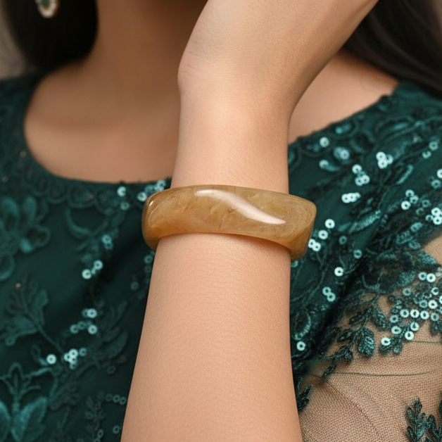 Honey Swirl Acrylic Statement Teen Bangle