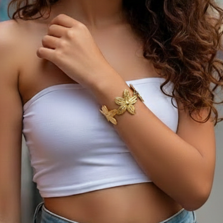 Golden Bloom Teen Cuff Bracelet