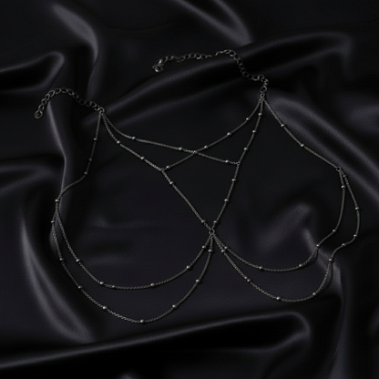Multi-layer body chain in a steel grey finish