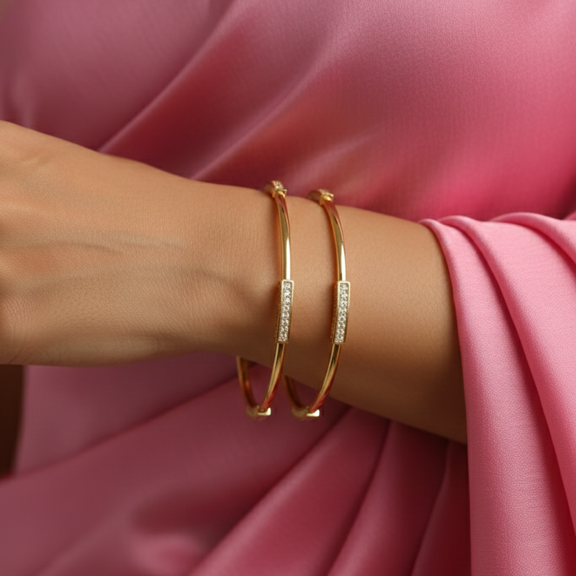Clove Shaped Diamond Bangles (Set of 2)