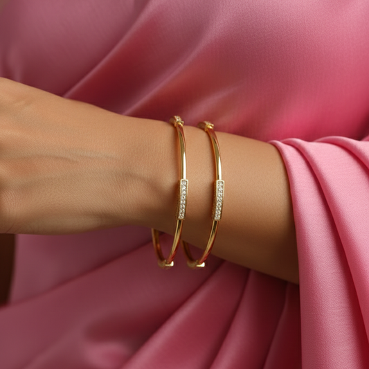 Clove Shaped Diamond Bangles (Set of 2)
