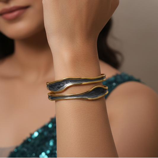 Dual Wave Marble-Glow Teen Cuff