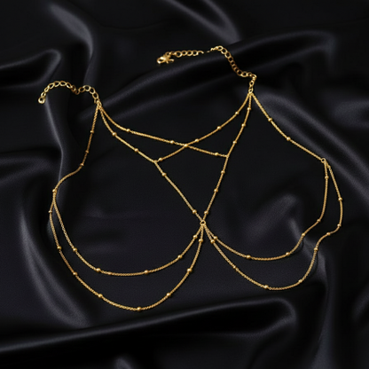 Multilayered Draped body chain by ReevaTara in three finishes