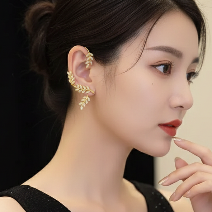 Golden Leaf Cascade Ear Cuff