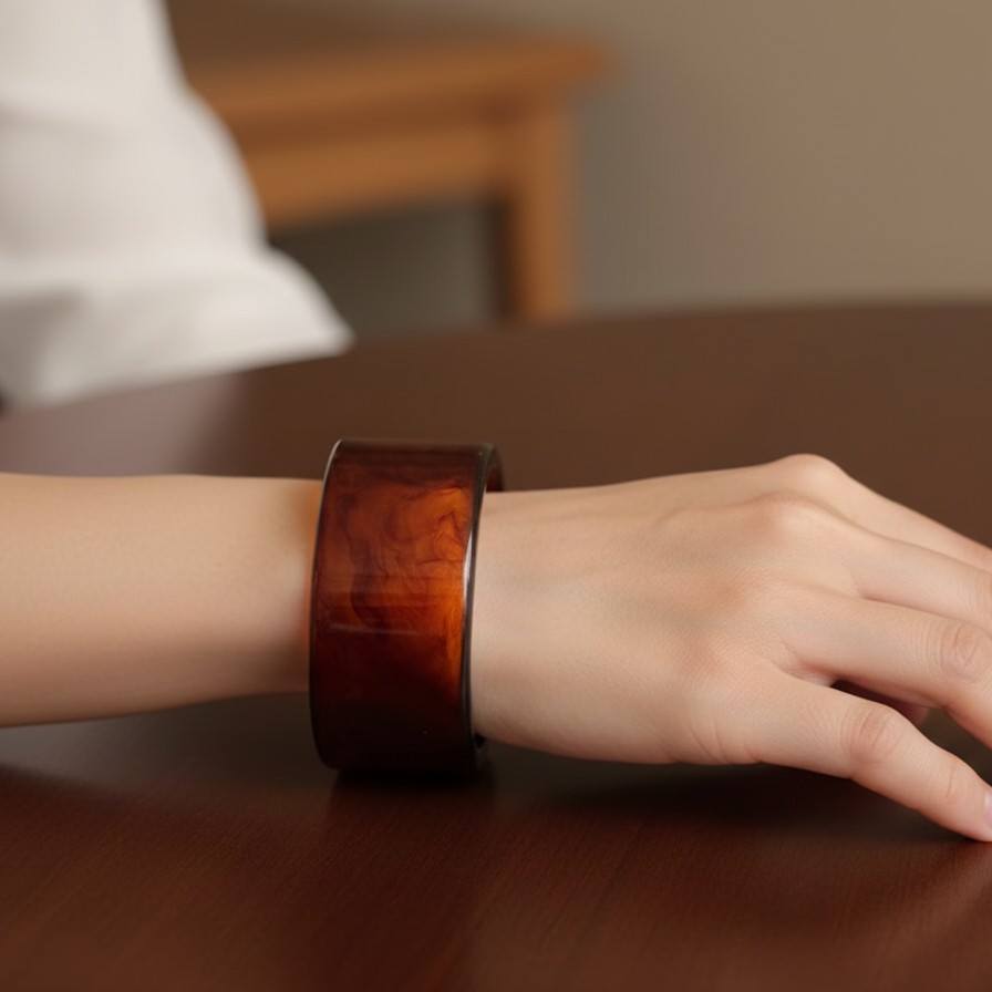 Amber Swirl Acrylic Statement Bangle