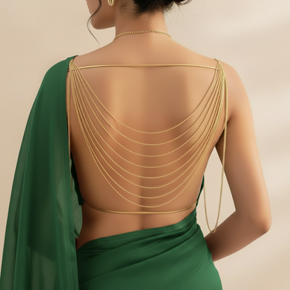 Exotic Drape layered body chain worn from the neckline to the waist