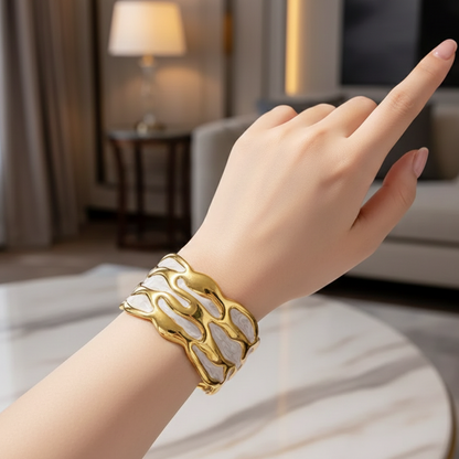White Coral Wave Teen Cuff Bracelet