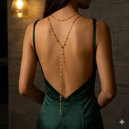 Layered heart chain worn down the front
