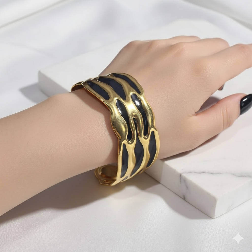 Black Coral Wave Teen Cuff Bracelet