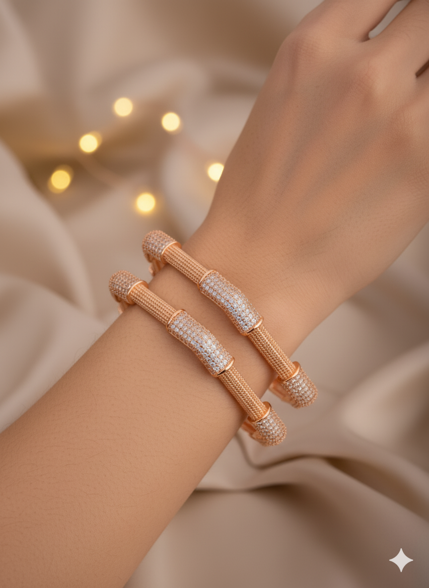Regal Glow Rose Gold Bangles (Set of 2)