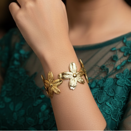 Golden Bloom Teen Cuff Bracelet
