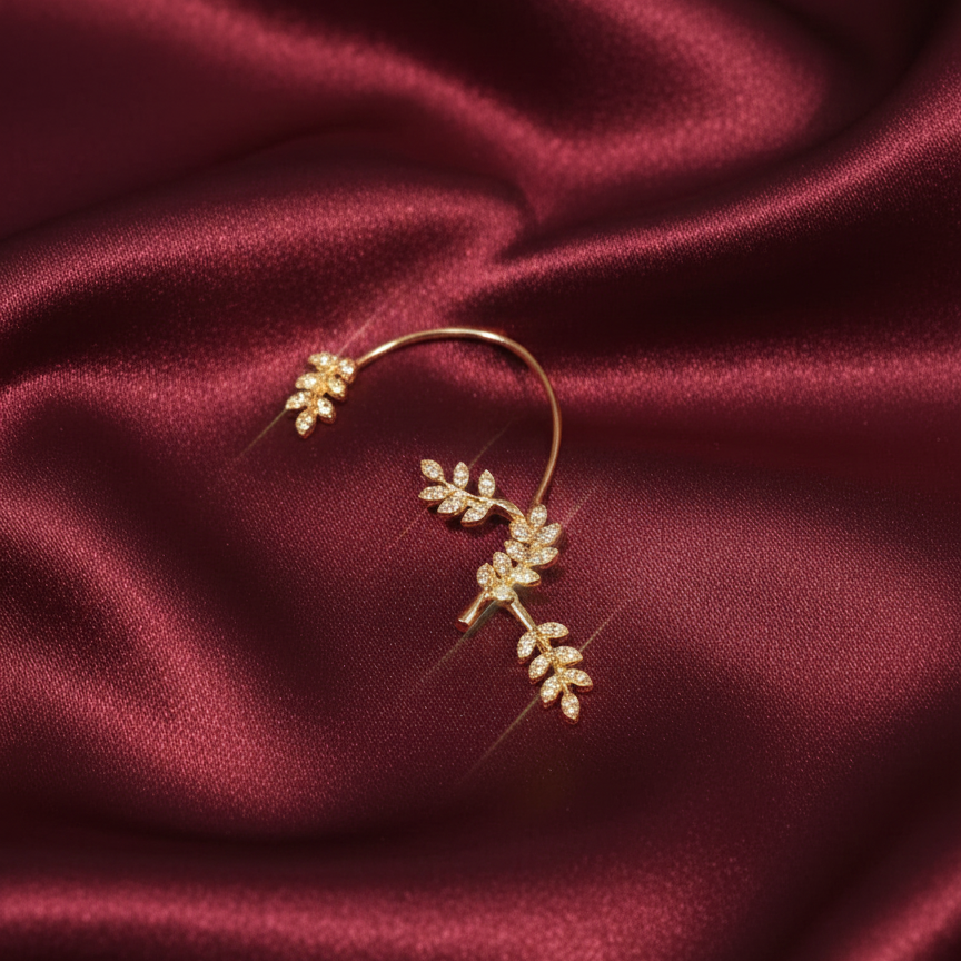 Golden Leaf Cascade Ear Cuff