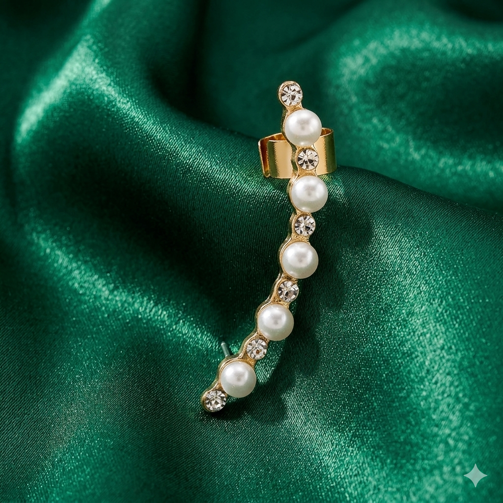 Pearl And Crystal Arc Cuff