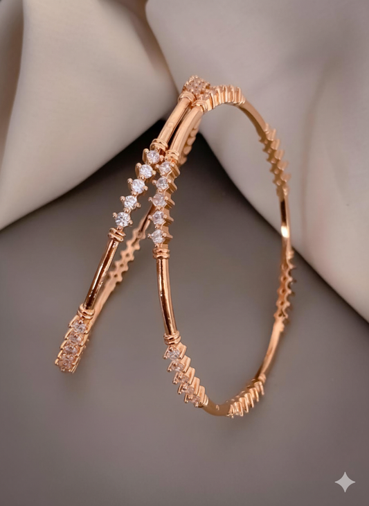 Starlit Grace Rose Gold Bangles (Set of 2)