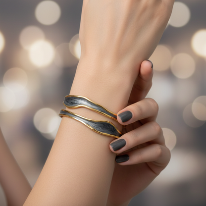 Dual Wave Marble-Glow Teen Cuff