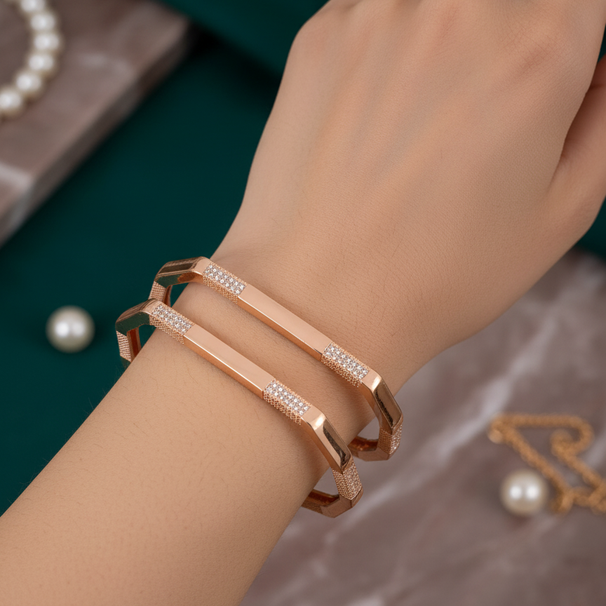 Rosé Prism Bangles (Set of 2)