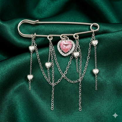 Blush Heart Tassel Brooch