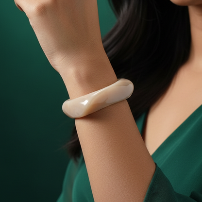 Soft Nude Swirl Teen Acrylic Bangle