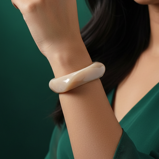 Soft Nude Swirl Teen Acrylic Bangle