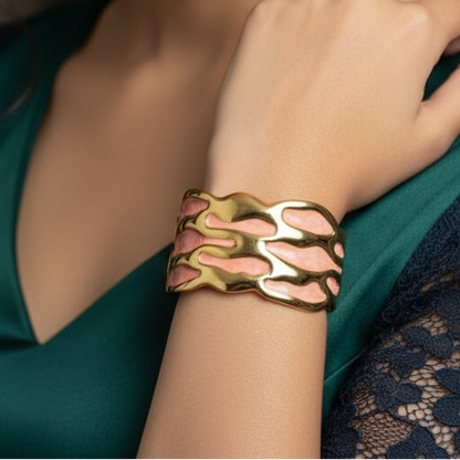 Pink Coral Wave Teen Cuff Bracelet