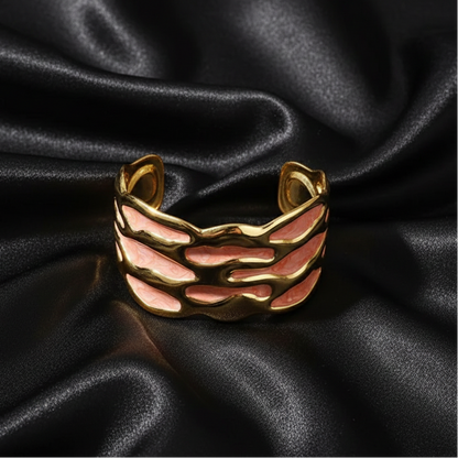 Pink Coral Wave Teen Cuff Bracelet