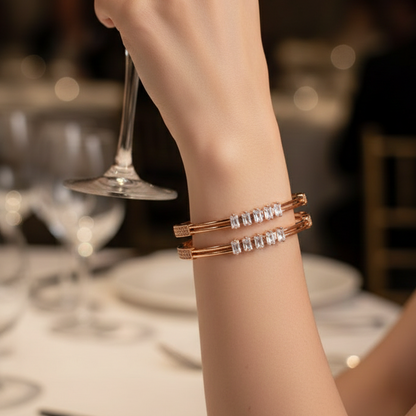 Radiant Rose Gold Baguette Bangles