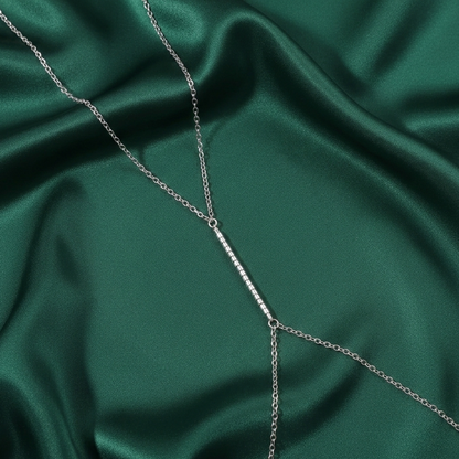 Minimal bar body chain in silver-tone