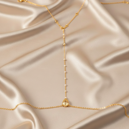 Elara Pearl Drop back chain by ReevaTara, 15 gms