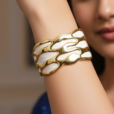 White Coral Wave Teen Cuff Bracelet