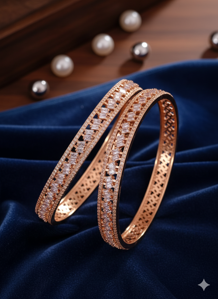 Regal Baguette Charm Bangles (Set of 2)