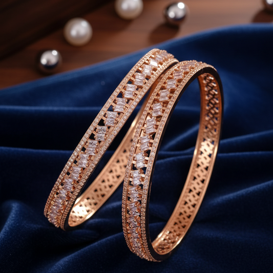 Regal Baguette Charm Bangles (Set of 2)
