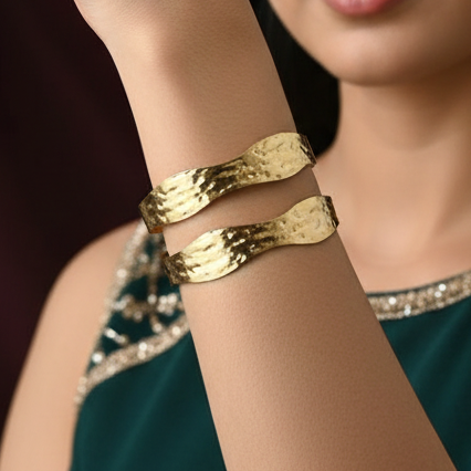 Wavy Luxe Teen Gold Cuff Bracelet