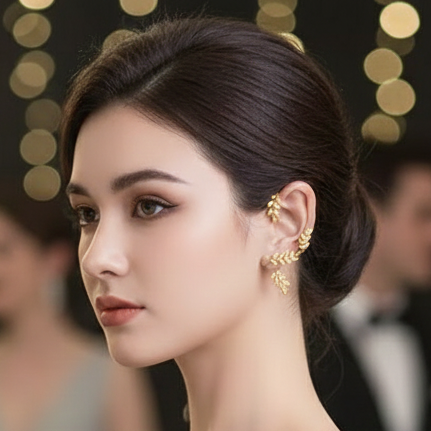 Golden Leaf Cascade Ear Cuff