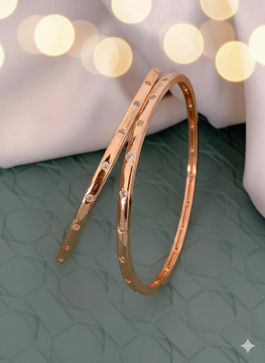Rose Gold A.D. Diamond Bangles (Set of 2)