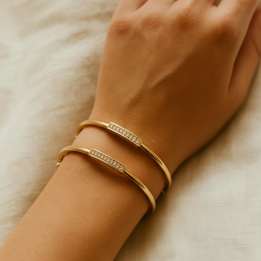 Clove Shaped Diamond Bangles (Set of 2)