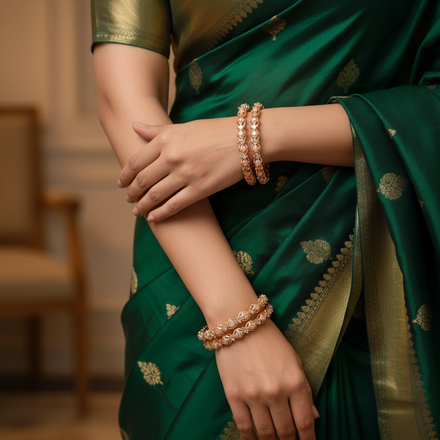 Floral Charm Bangles (Set of 2)