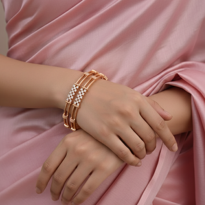 Golden Weave Bangles(Set of 2)