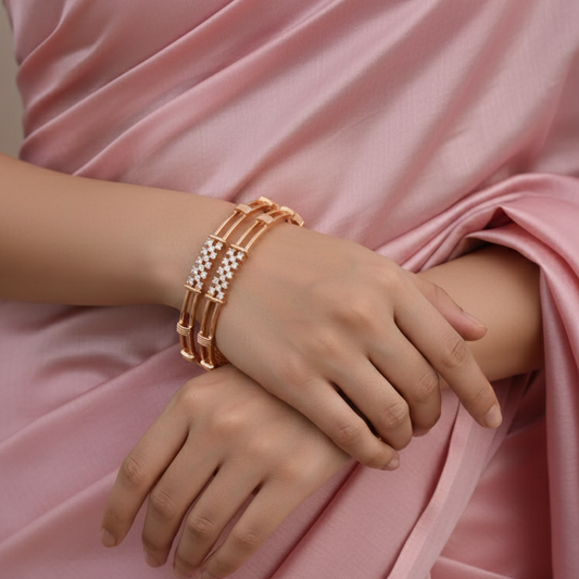 Golden Weave Bangles(Set of 2)