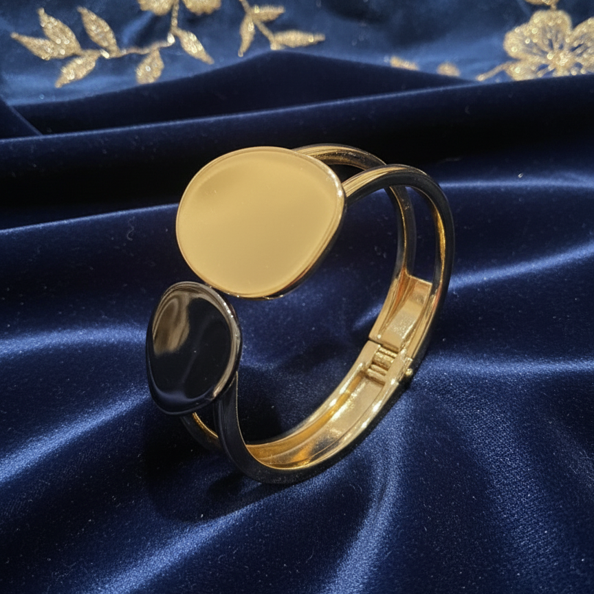 Golden Dual Stone Cuff Bracelet