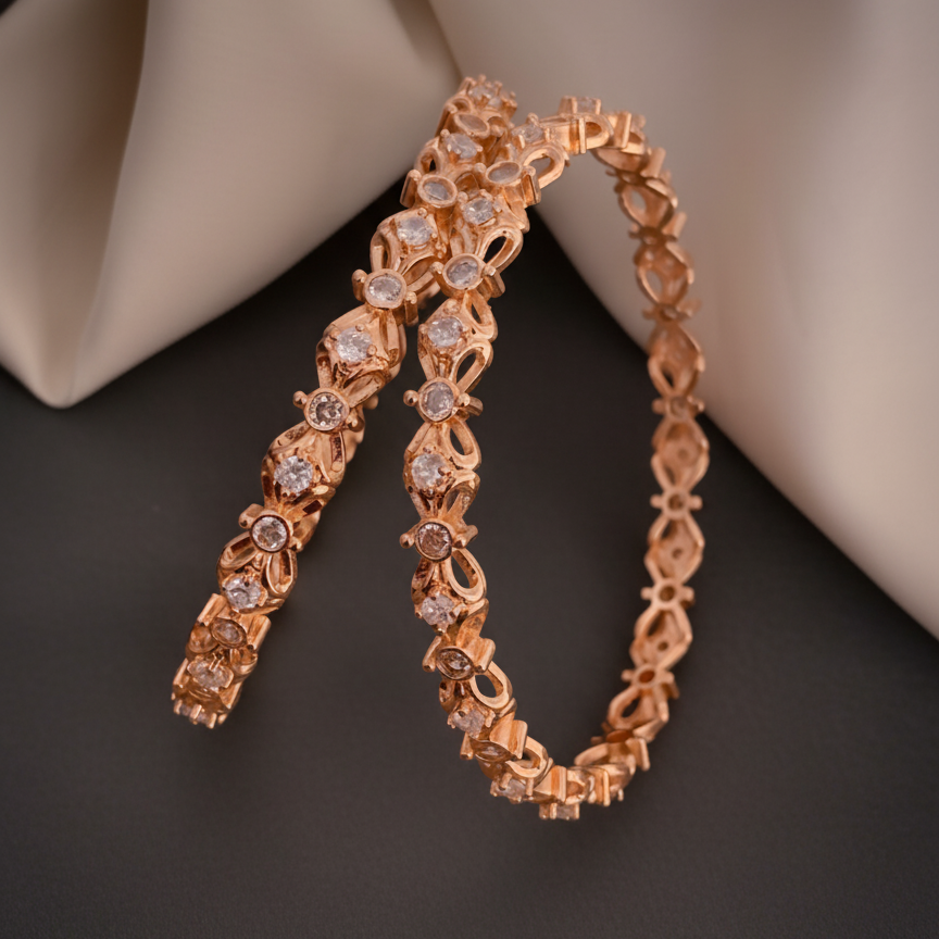 Floral Charm Bangles (Set of 2)