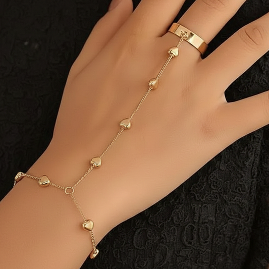 Golden Heartline Hand Chain