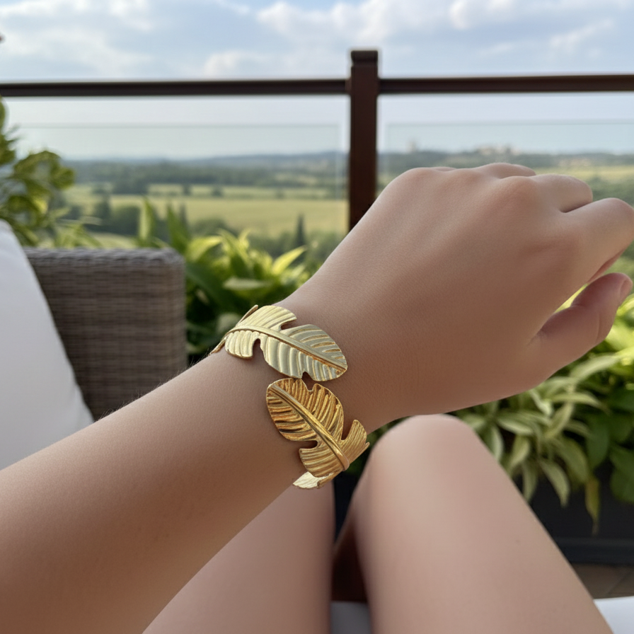 Tropical Leaf Teen Cuff Bracelet