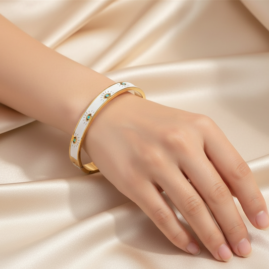 Ivory Aura Evil Eye Bangle