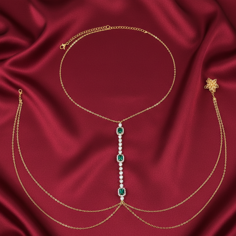 Emerald Cascade Body Chain