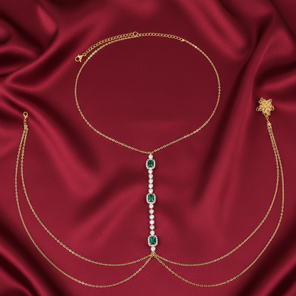 Emerald Cascade body chain by ReevaTara, 34 gms