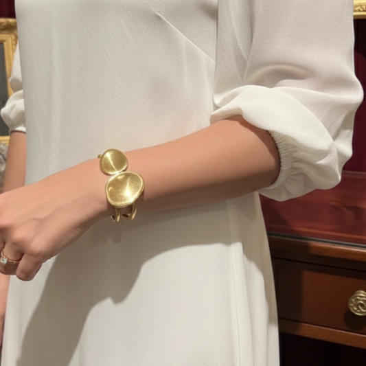 Golden Dual Stone Cuff Bracelet