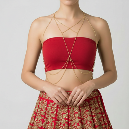 Multilayered Draped detail, fine parallel chains