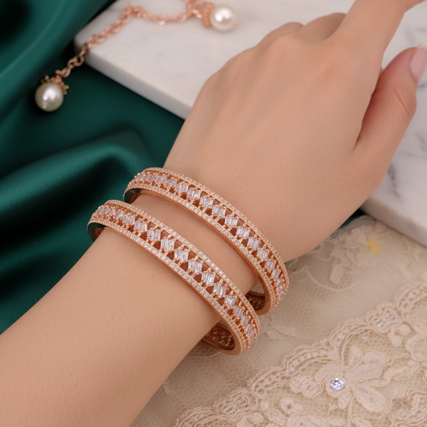 Regal Baguette Charm Bangles (Set of 2)