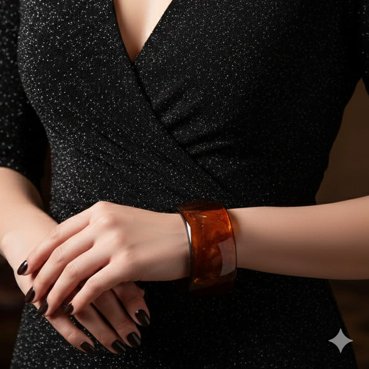 Amber Swirl Acrylic Statement Bangle