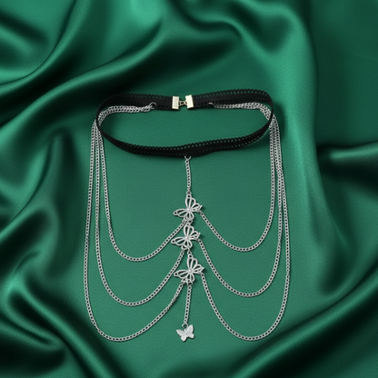 ReevaTara Butterfly Cascade Thigh Chain, alloy piece with a plated finish